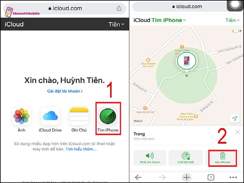 Thoát iCloud ẩn bằng trang web icloud.com